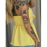 BLUSA FERNANDA FLOR TOMARA QUE CAIA AMARELO MANTEIGA