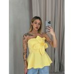 BLUSA FERNANDA FLOR TOMARA QUE CAIA AMARELO MANTEIGA