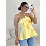 BLUSA FERNANDA FLOR TOMARA QUE CAIA AMARELO MANTEIGA