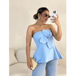 BLUSA FERNANDA FLOR TOMARA QUE CAIA BABY BLUE