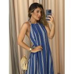 VESTIDO NANDA LISTRA FRENTE ÚNICA AZUL