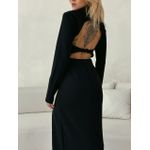 VESTIDO CRISTINA GOLA ALTA PRETO