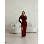 VESTIDO CRISTINA GOLA ALTA VINHO