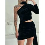 VESTIDO VELUDO NULA MANGA PRETO