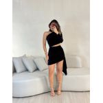 VESTIDO VELUDO NULA MANGA PRETO