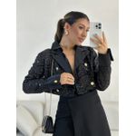 BLAZER PAETÊ CROPPED PRETO