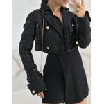 BLAZER PAETÊ CROPPED PRETO