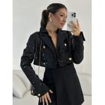 BLAZER PAETÊ CROPPED PRETO