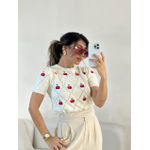 BLUSA CEREJA TRICOT MARFIM