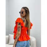 BLUSA BABADO LASTEX LARANJA