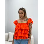 BLUSA BABADO LASTEX LARANJA