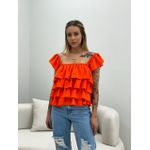 BLUSA BABADO LASTEX LARANJA