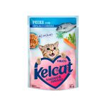Kelcat Alimento Úmido Sachê Peixe com Ervilha e Cenoura 85g