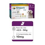 Simparic Cães 2,6 A 5 Kg 10 Mg Caixa 3 Comprimidos - Zoetis