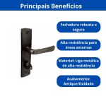 FECHADURA 3F - PLENNUS 124 EXTERNA ANTIQUE / OXIDADO