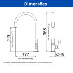 Torneira Cozinha Mesa Flex Black 1177 B27 Lorenzetti