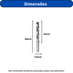 BROCA AÇO RAPIDO HELICOIDAL INGCO HSS M2 5MM X 86MM ALTO DESEMPENHO