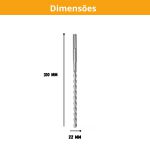 Broca Perfuração Pesada Concreto SDS Plus 22 X 310MM Ingco