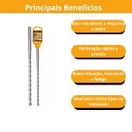 Broca Perfuração Pesada Concreto SDS Plus 22 X 310MM Ingco