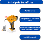 COMPRESSOR DE AR À BATERIA 20V INGCO TIPO PISTOLA À BATERIA CACLI2018 