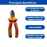 INGCO ALICATE DE CORTE DIAGONAL ISOLADO 1.000V VDE CR-V 6POL (160MM)