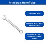 INGCO CHAVE COMBINADA 07MM EM ACO CR-V