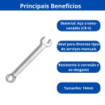 INGCO CHAVE COMBINADA 14MM EM ACO CR-V