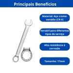 INGCO CHAVE COMBINADA 17MM EM ACO CR-V