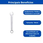 INGCO CHAVE COMBINADA 18MM EM ACO CR-V