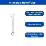 INGCO CHAVE COMBINADA 21MM EM ACO CR-V