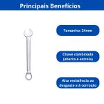 INGCO CHAVE COMBINADA 24MM EM ACO CR-V