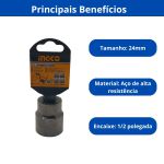 INGCO SOQUETE SEXTAVADO 1/2 POL 24MM