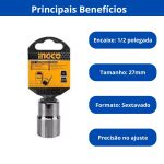 INGCO SOQUETE SEXTAVADO 1/2 POL 27MM
