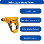MARTELETE ROTATIVO INGCO 1,5J SDS-PLUS À BATERIA 20V CRHLI20168
