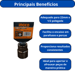 SOQUETE SEXTAVADO INGCO 1/2POL 22MM