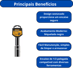 SOQUETE SEXTAVADO LONGO INGCO 1/2 POL 19MM