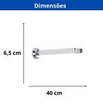 BRAÇO DE CHUVEIRO POLIDO 40CM (CANALETA MÓVEL)