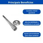 BRAÇO DE CHUVEIRO POLIDO 40CM (CANALETA MÓVEL)