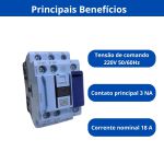 CONTATOR TRIPOLAR WEG 220V 18A 1NA 1NF CWB18-11-30D23