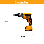 Parafusadeira Drywall 1/4 Pol Brushless Com bateria e carregador 20v Ingco