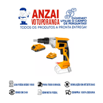 Parafusadeira Drywall 1/4 Pol Brushless Com bateria e carregador 20v Ingco