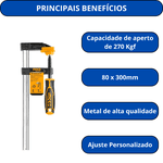 INGCO GRAMPO SARGENTO PROFISSIONAL 80X300MM