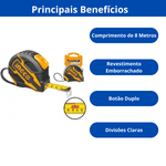 INGCO TRENA DE 8 METROS EMBORRACHADA COM BOTAO DUPLO 8M X 25