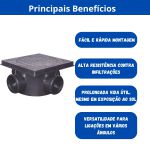 CONEXTEC CAIXA PASSAGEM 200MM C/ ANEL E TAMPA PRETO