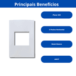 Mg Placa 4x2 2 Postos Horizontal Sleek Branco (16037)