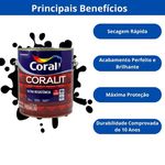 Tinta Esmalte Sintético Alto Brilho Exterior Coralit Madeira Metais 3,6L Coral Cor Preto