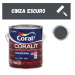 Tinta Esmalte Sintético Alto Brilho Exterior Coralit 3,6L Cor Cinza Escuro