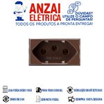 Modulo Tomada MarGirius 2P+T Sleek Marrom 10A