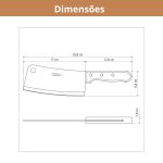 Cutelo Dynamic Aço Inox Cabo Madeira 7” Tramontina