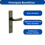 FECHADURA PLENNUS 3F INTERNA ANTIQUE OXIDADO
